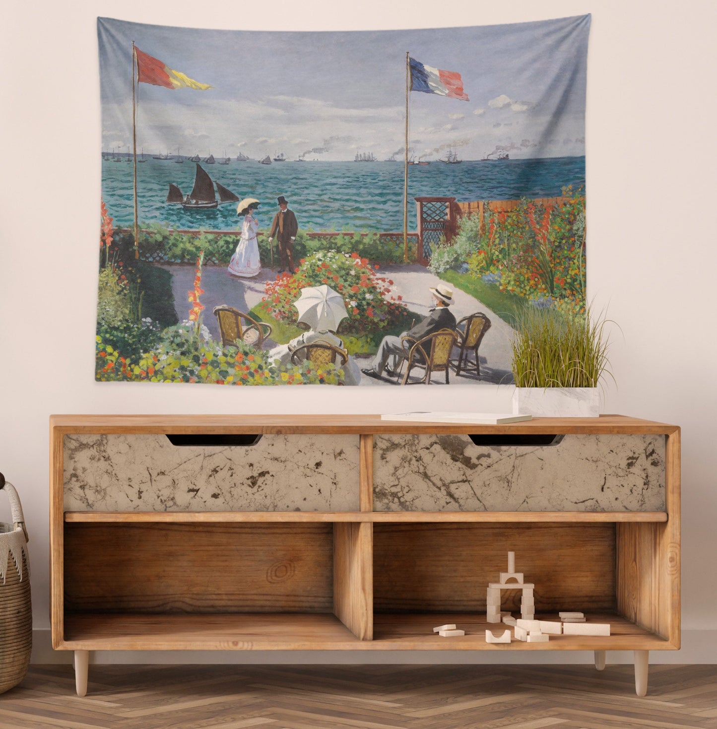 Vintage Monet Garden at Sainte-Adresse Tapestry