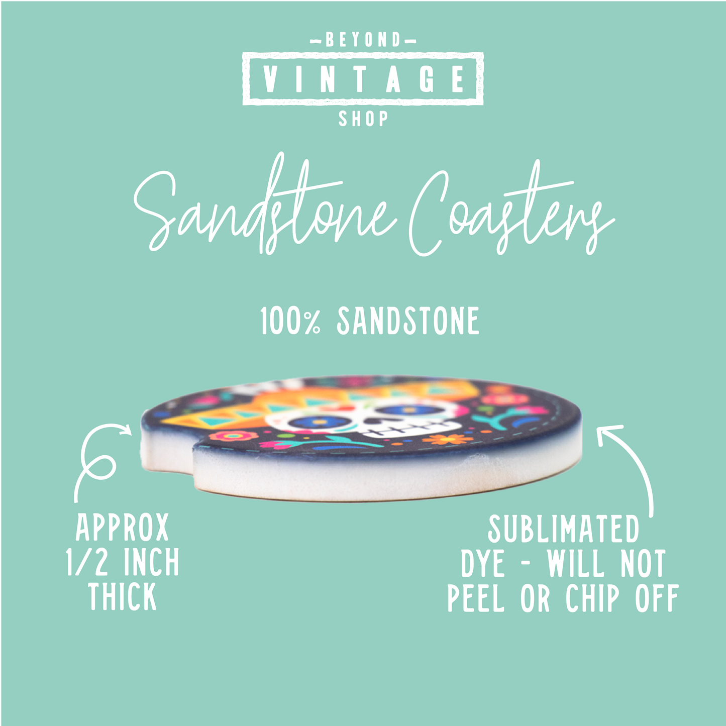 Boho Vintage Mushroom Sandstone Car Coaster