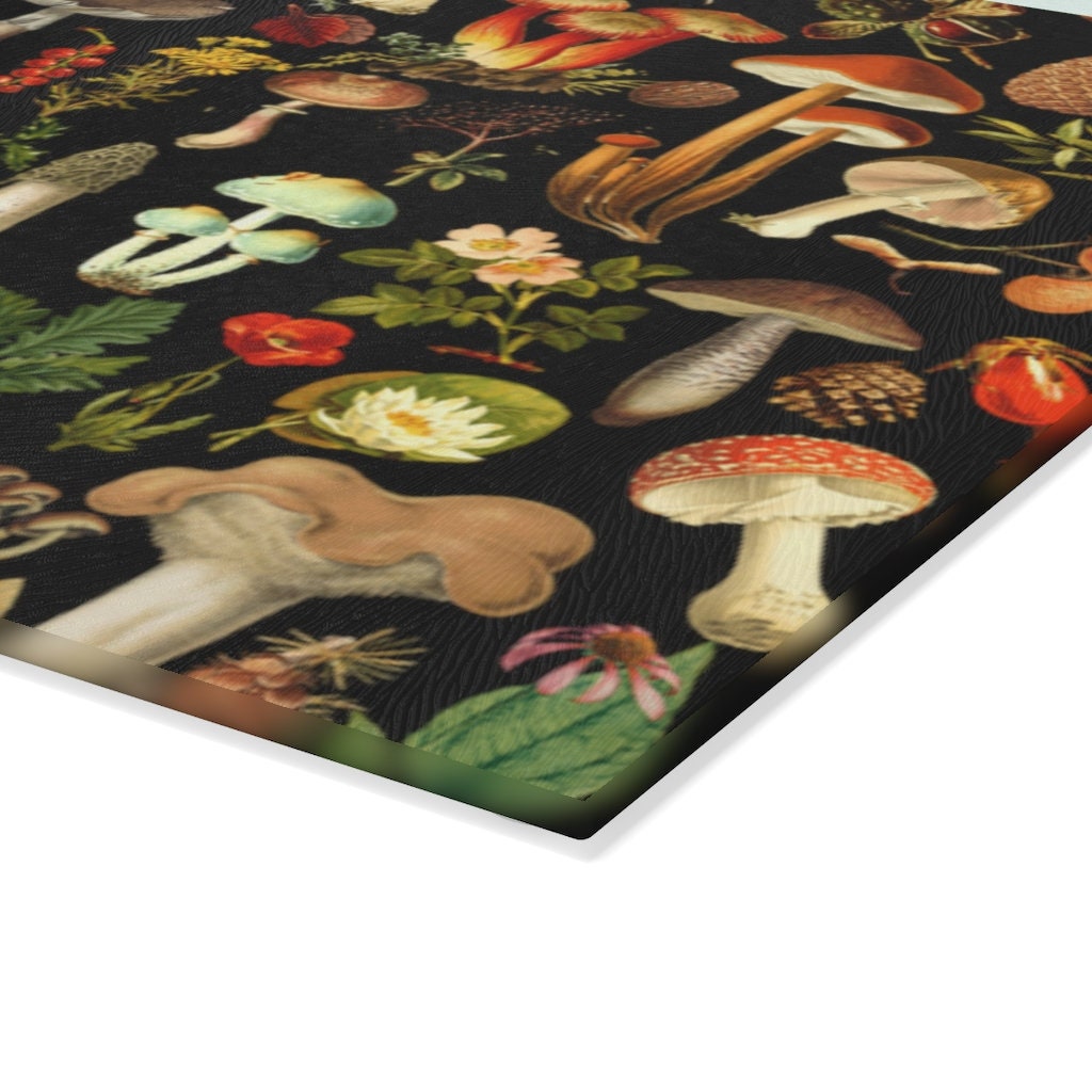 Mushroom Lover Glass Cutting Board