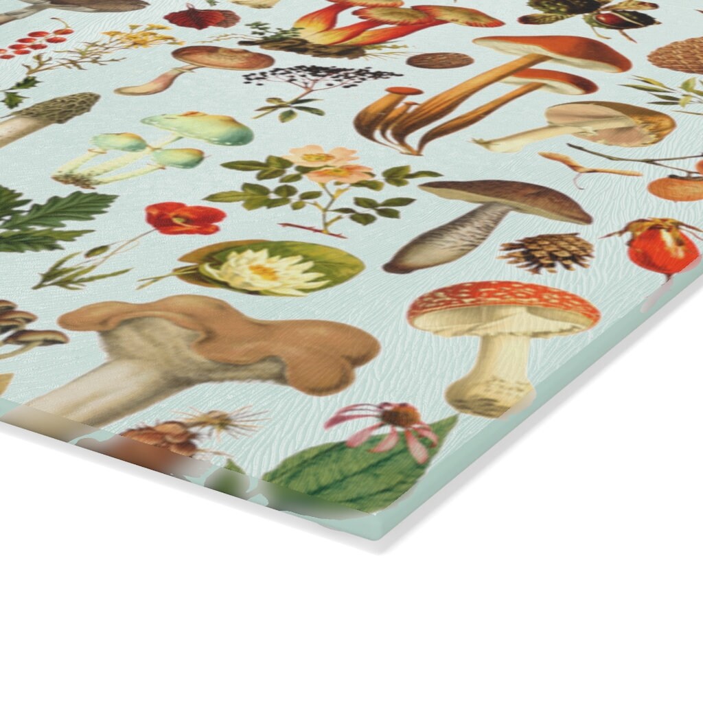 Mushroom Lover Glass Cutting Board