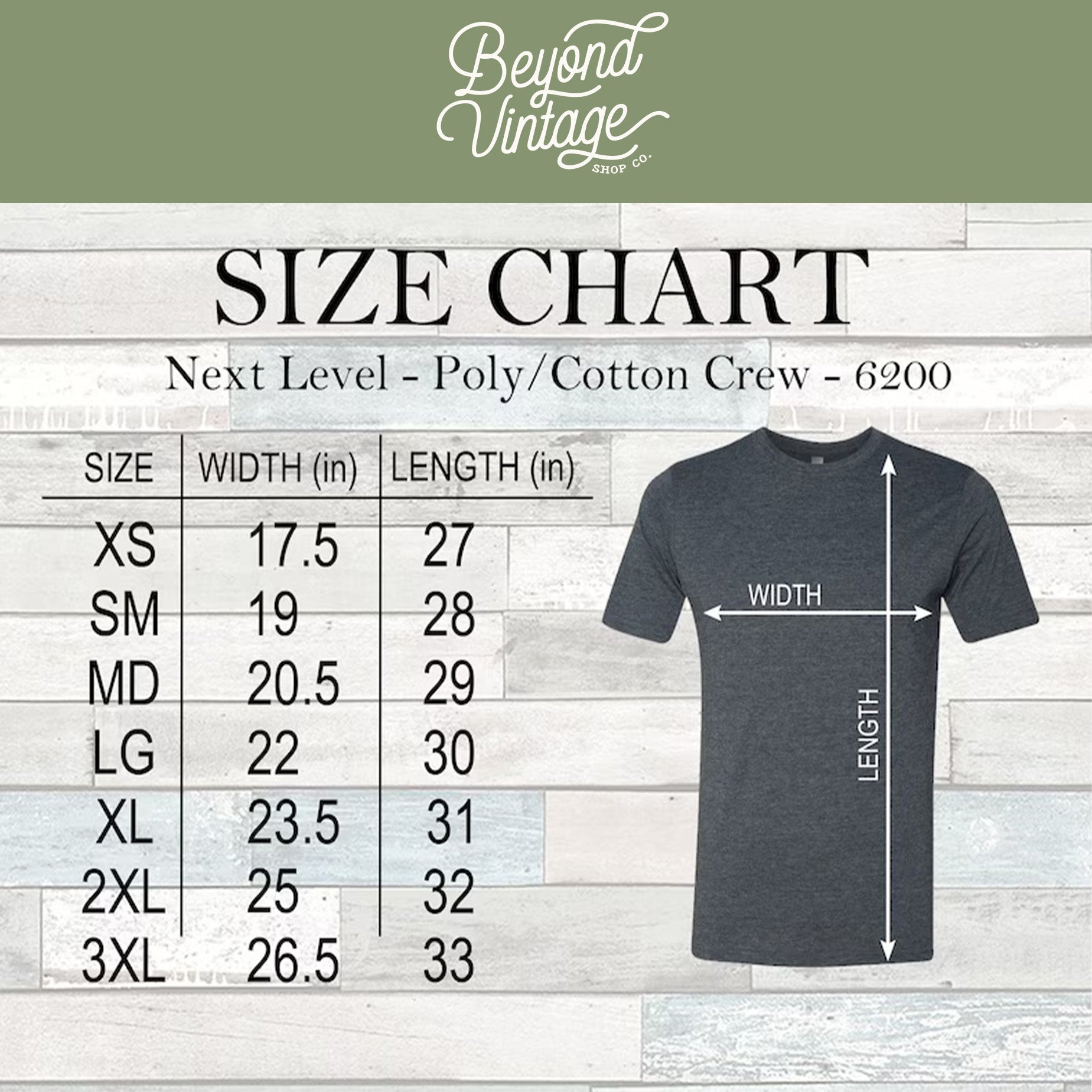 the size chart for a men's t - shirt