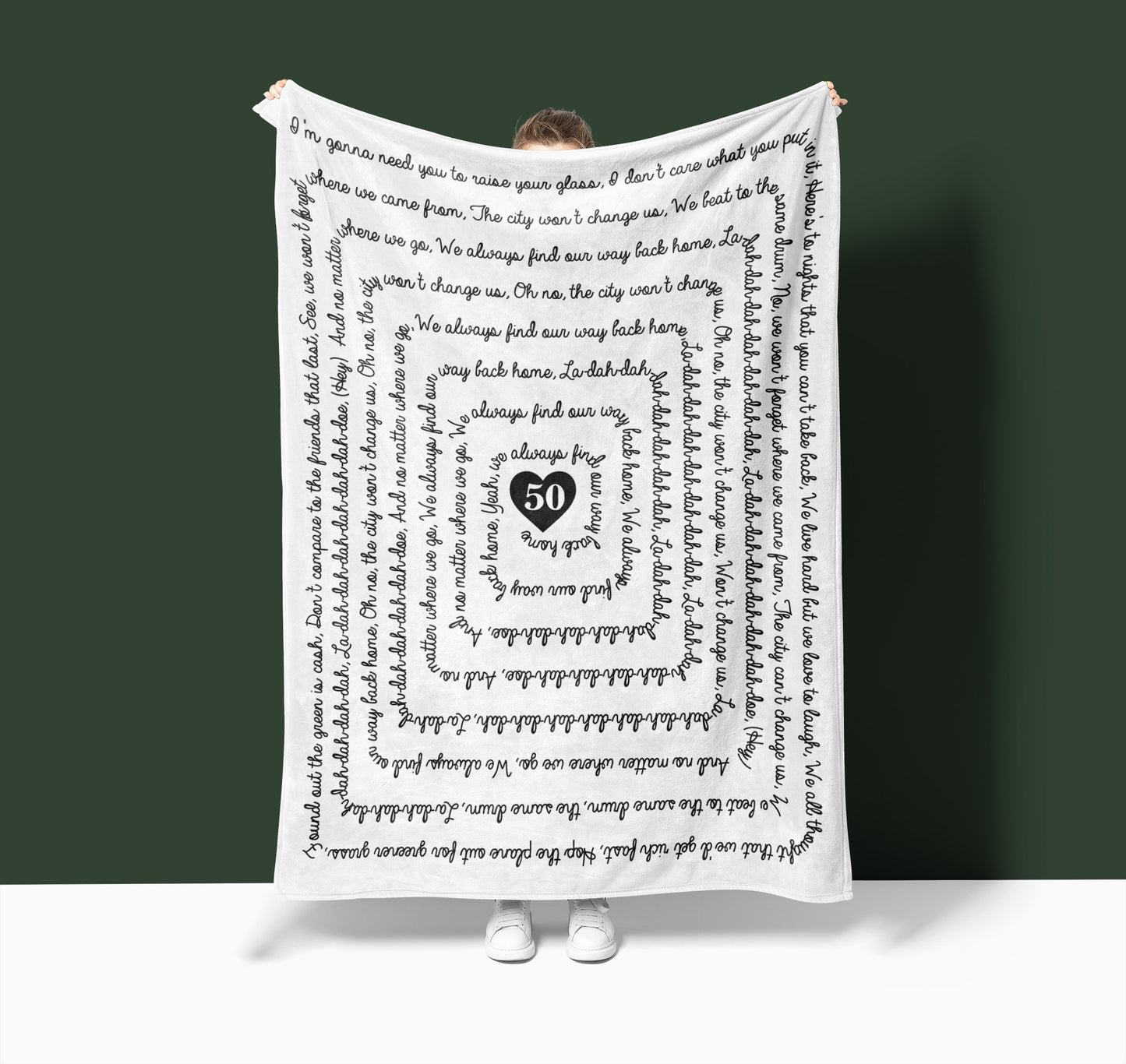 Personalized White Song Lyric Velveteen Blanket