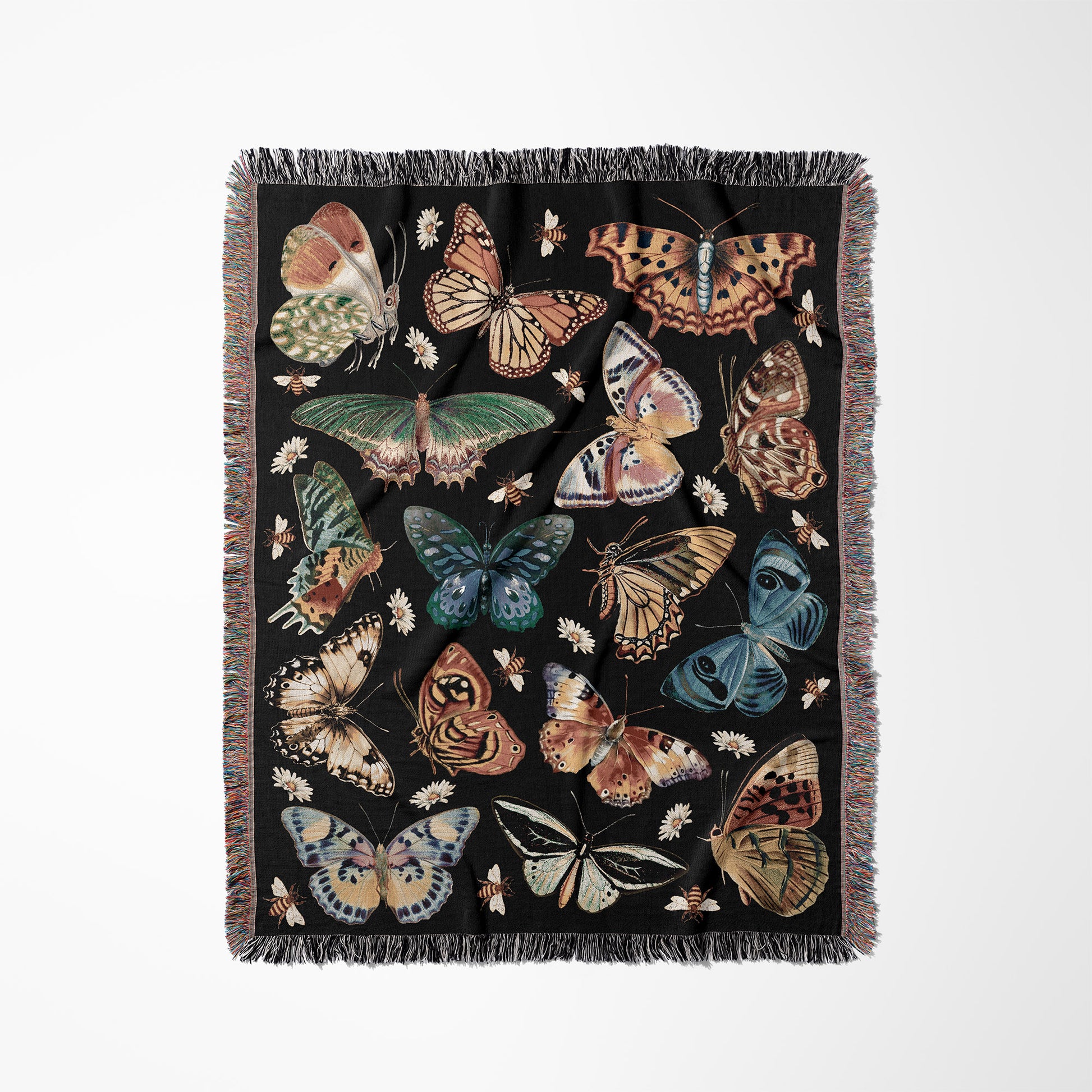 a scarf with a bunch of butterflies on it