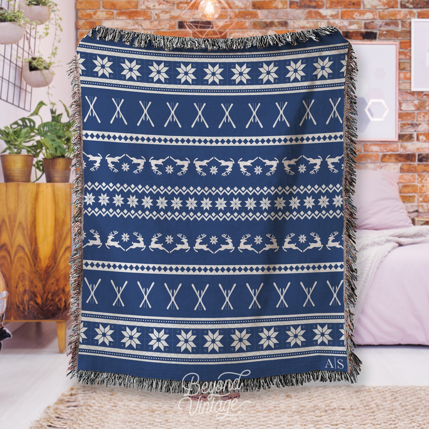 Personalized Scandinavian Ski Woven Blanket