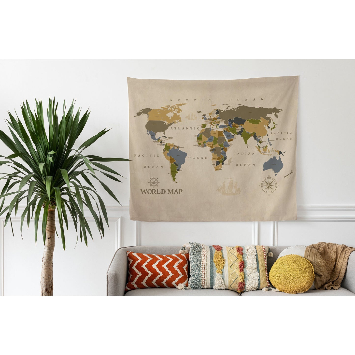 Vintage World Map Tapestry