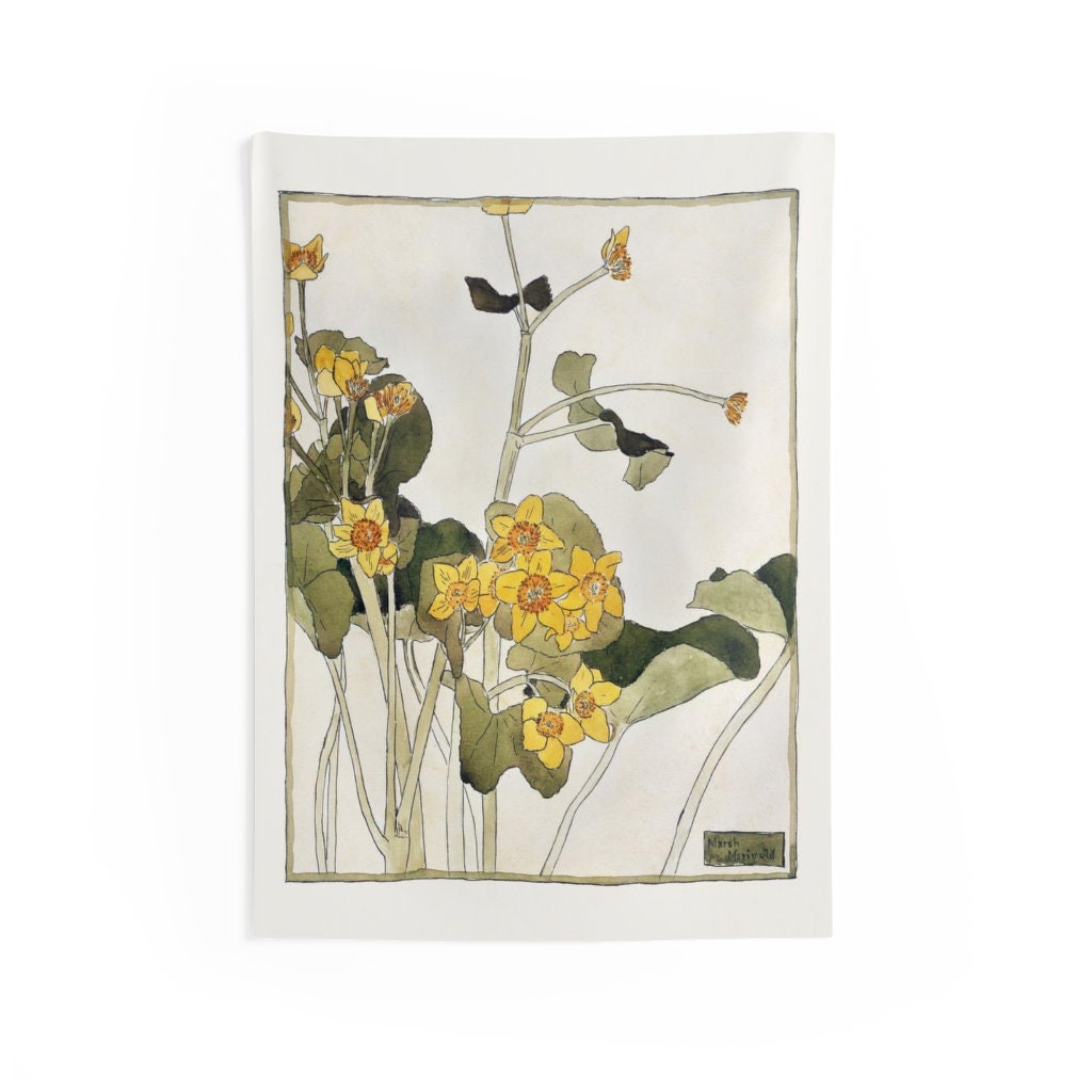 Vintage Floral Marigold Tapestry