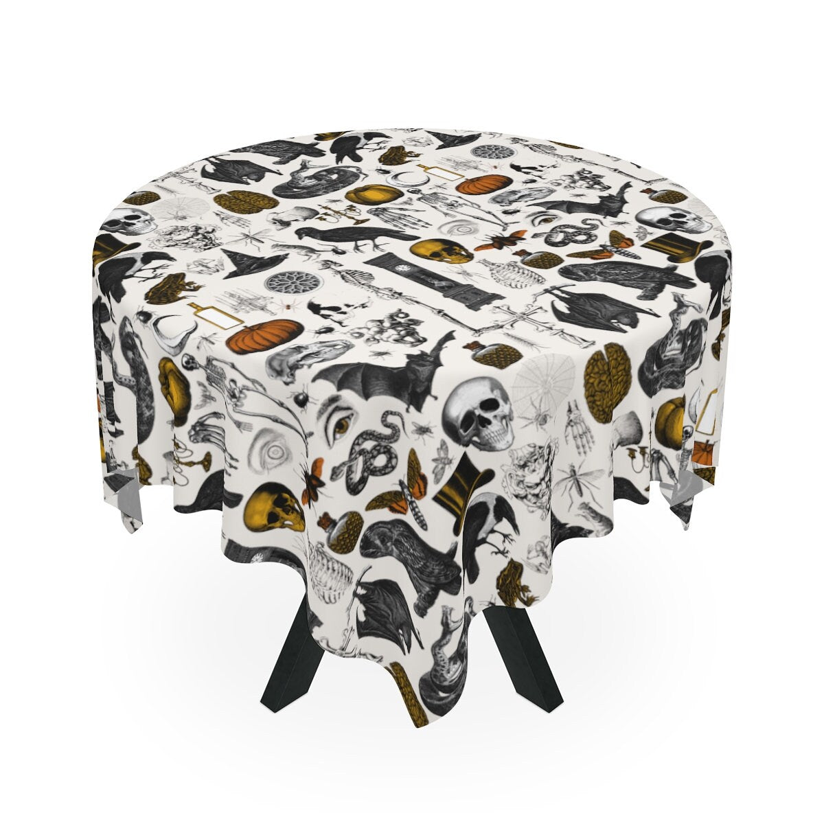 Off White Gothic Vintage Halloween Tablecloth