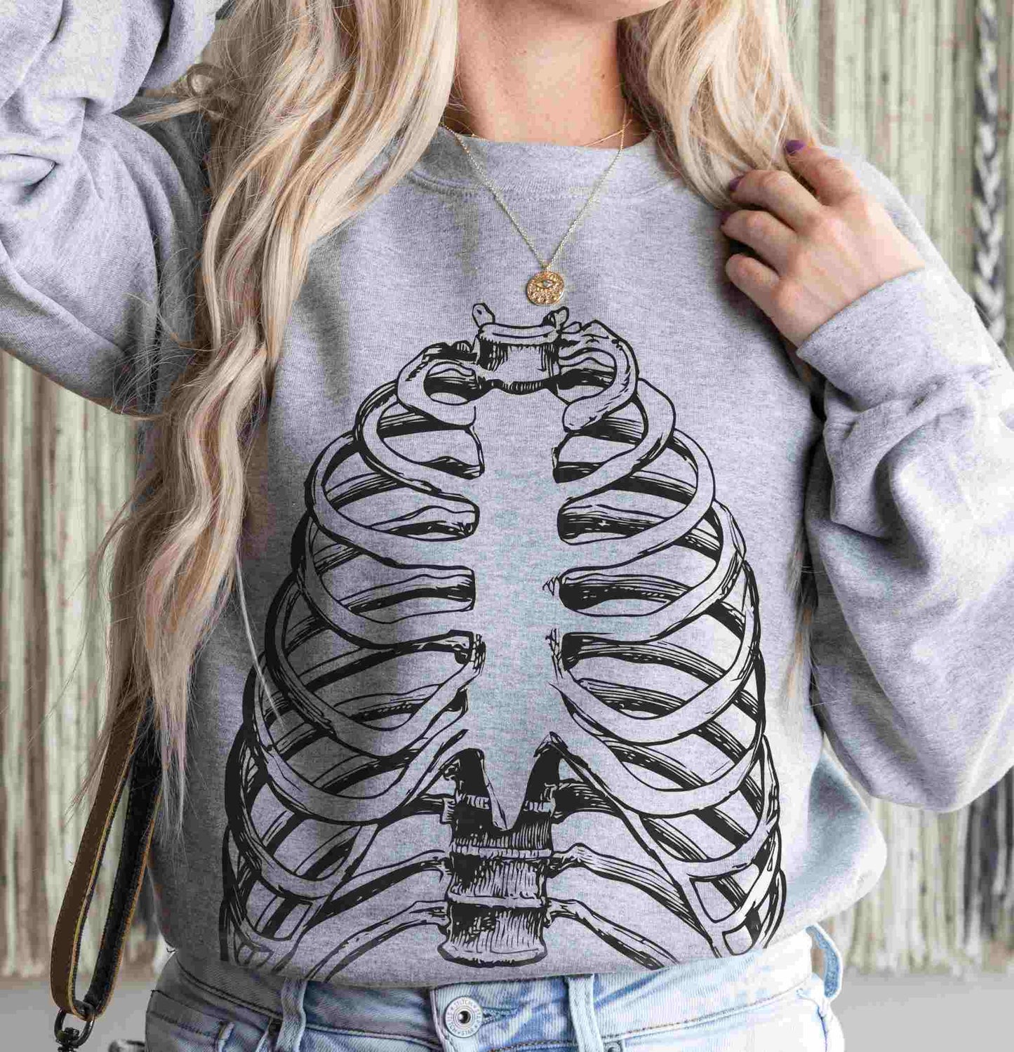 Vintage Skeleton Ribcage Crewneck Sweatshirt