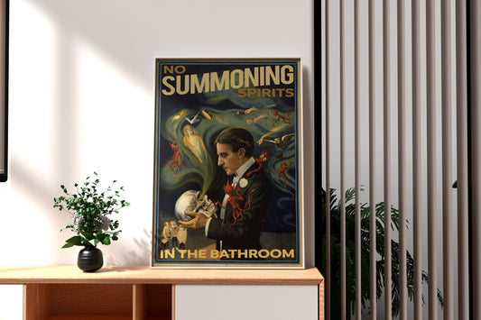 Vintage Retro Bathroom Halloween Poster