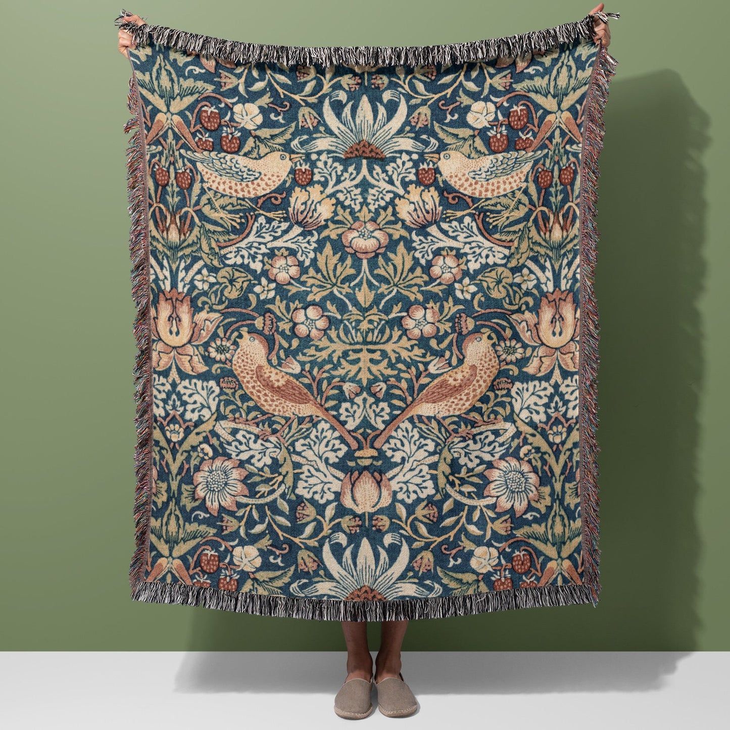 William Morris Strawberry Thief Woven Blanket