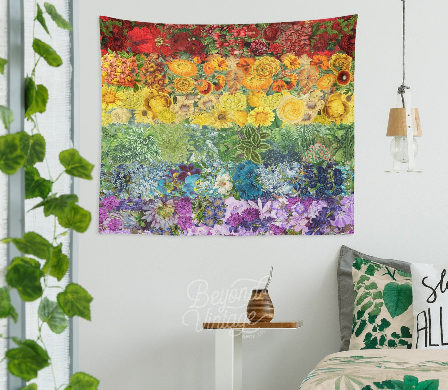 Pride Flag Floral Wall Tapestry