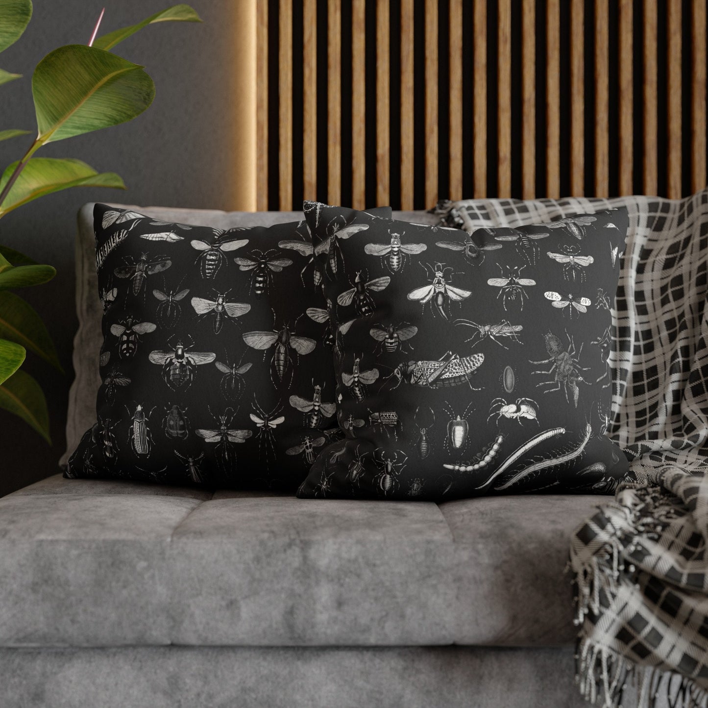 Black Moth & Insect Pillow Cover