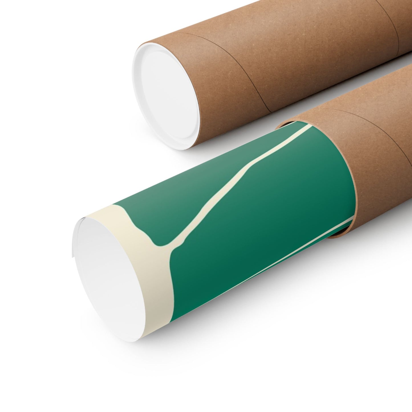 two rolls of brown paper on a white background