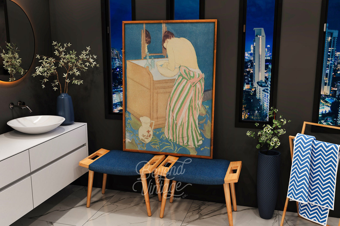 a painting of a woman sitting at a desk