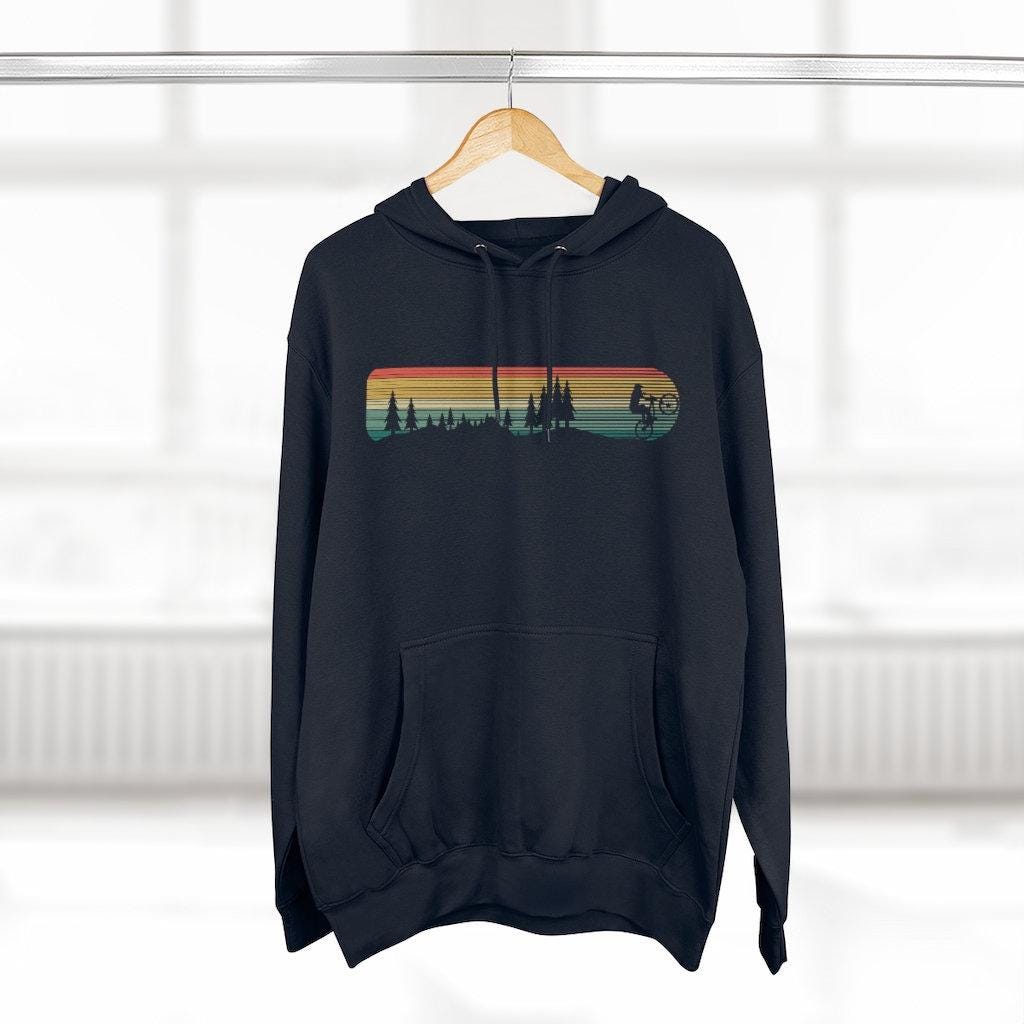 Tahoe Mountain Bike Retro Woods Scene Unisex Premium Hoodie