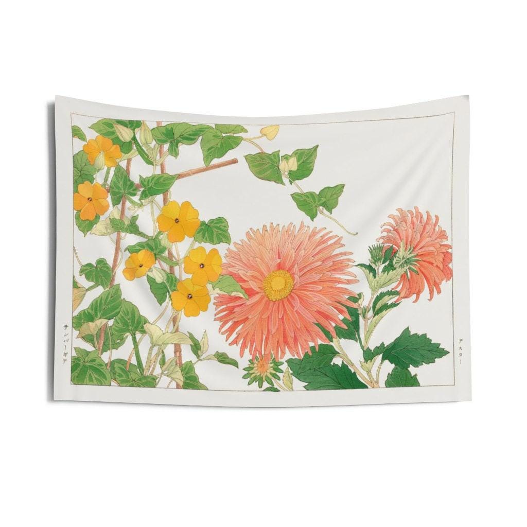 Vintage Floral Tapestry Aster Tapestry