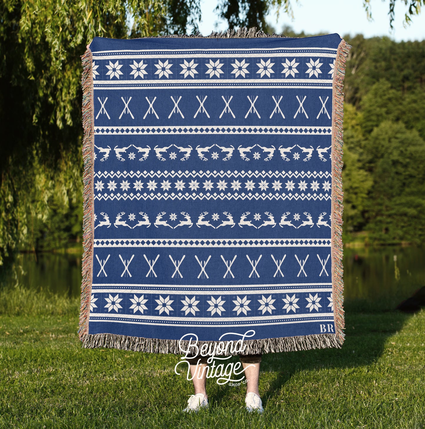 Personalized Scandinavian Ski Woven Blanket