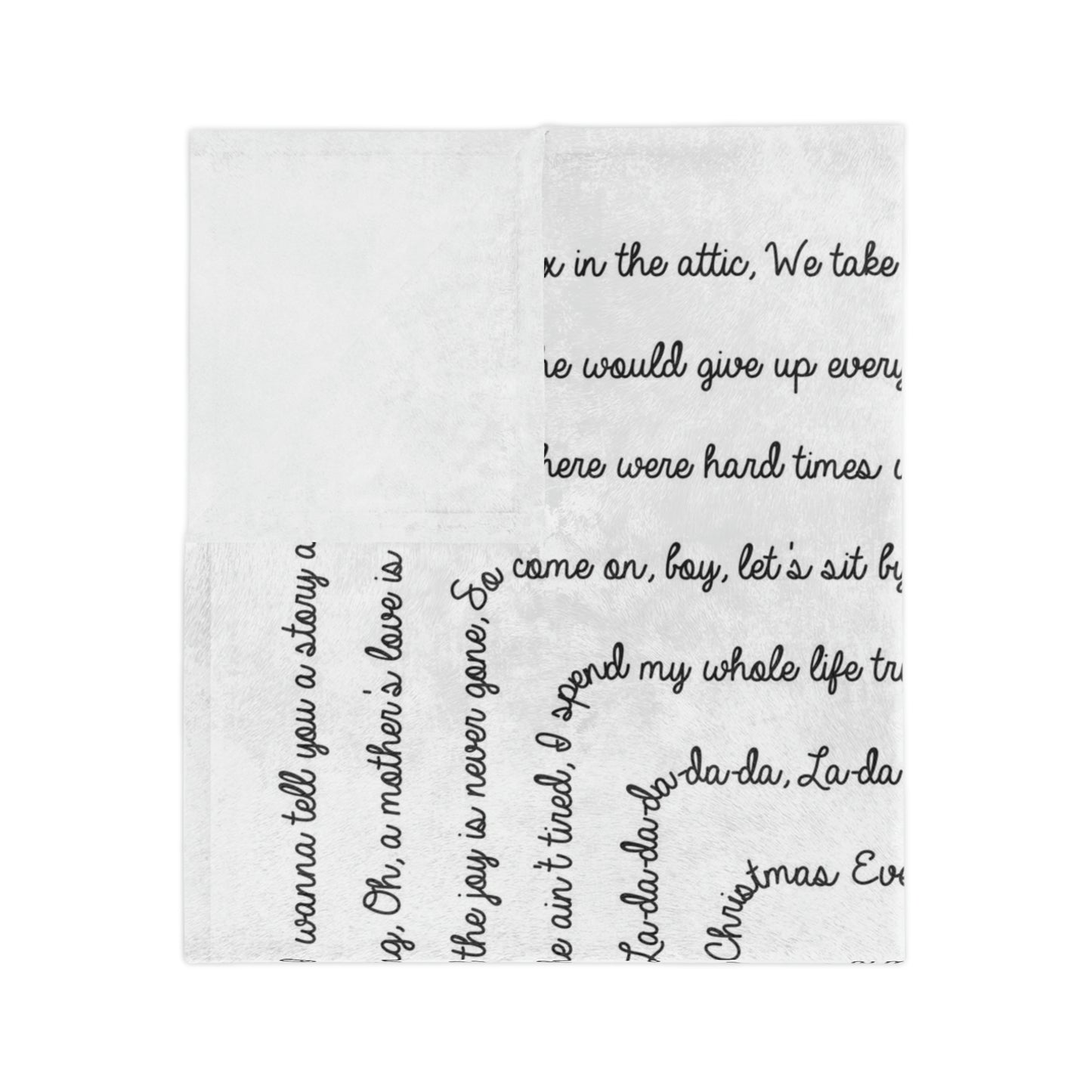 Personalized White Song Lyric Velveteen Blanket