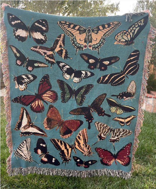 Vintage Butterfly Woven Blanket