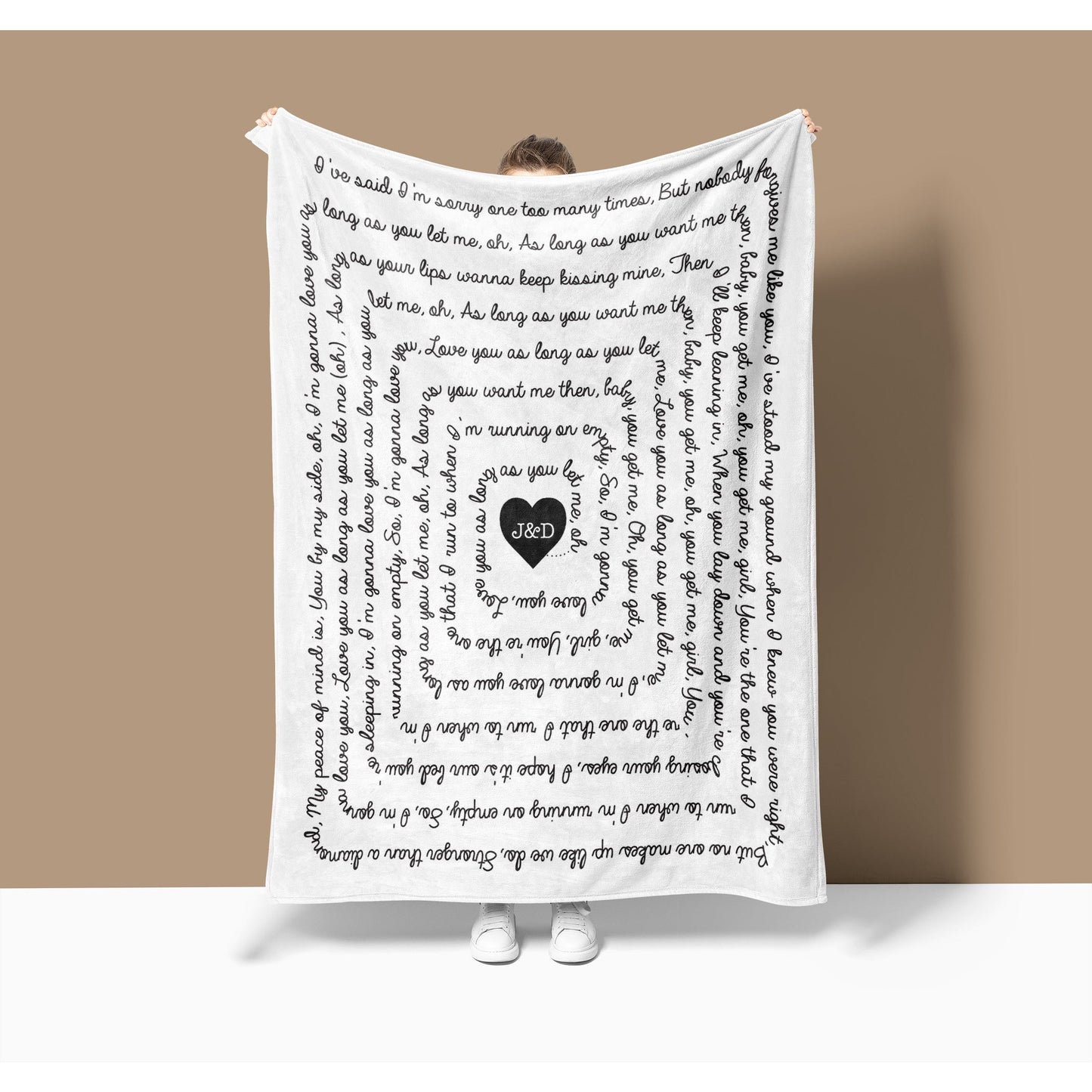 Personalized White Song Lyric Velveteen Blanket