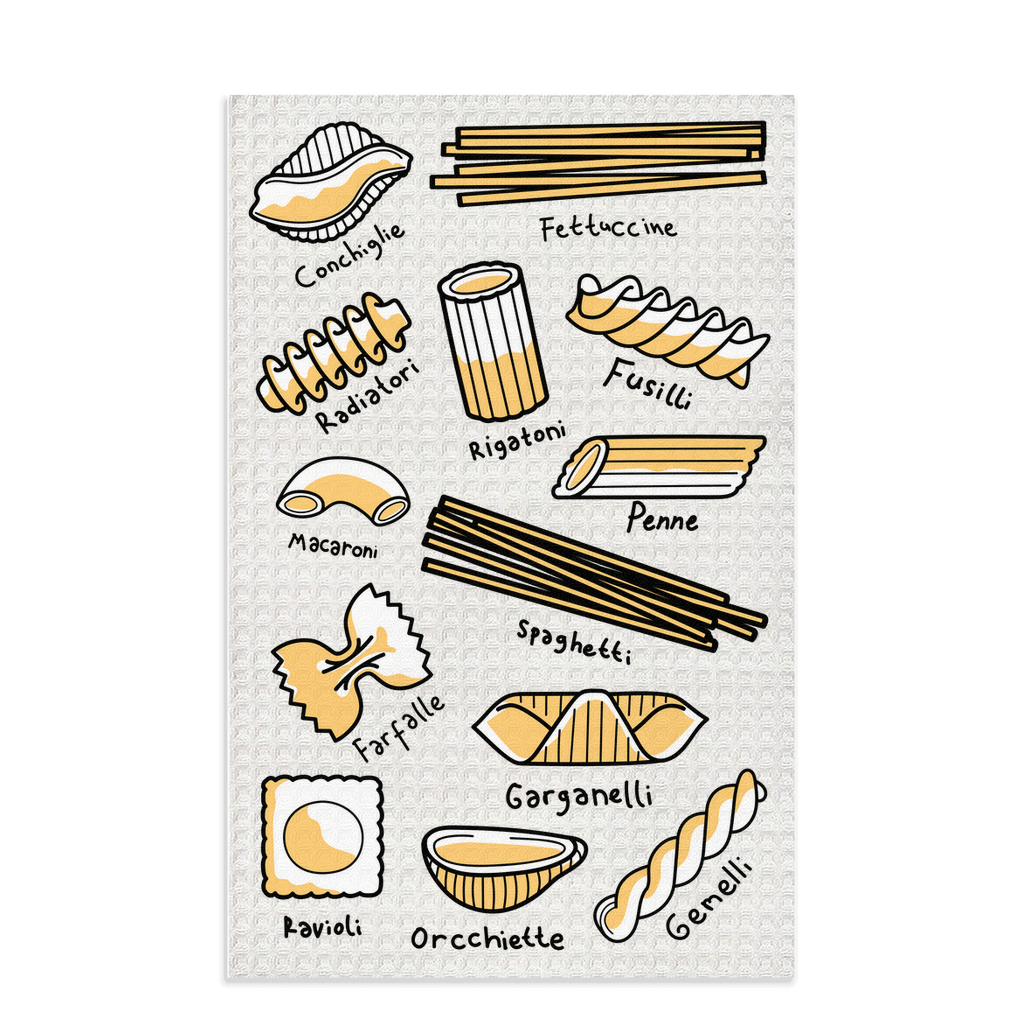 Cute Pasta Types Dish Towel for Nonna