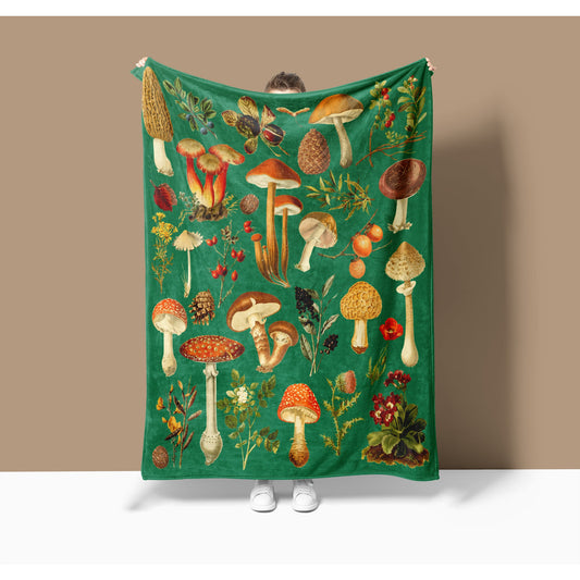 Vintage Emerald Green Mushroom Blanket