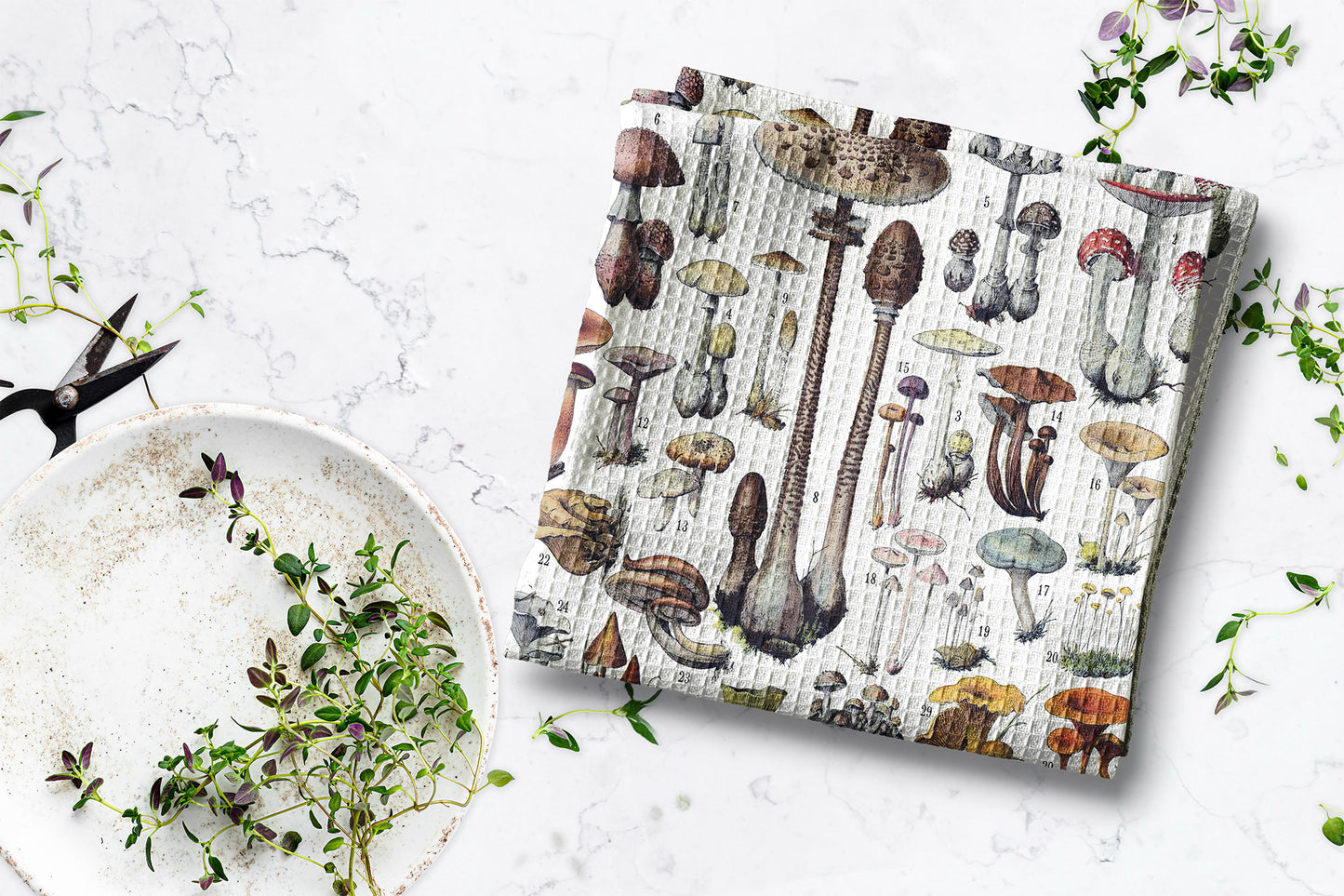 Cute Vintage Mushroom Dish Towel Hostess Gift