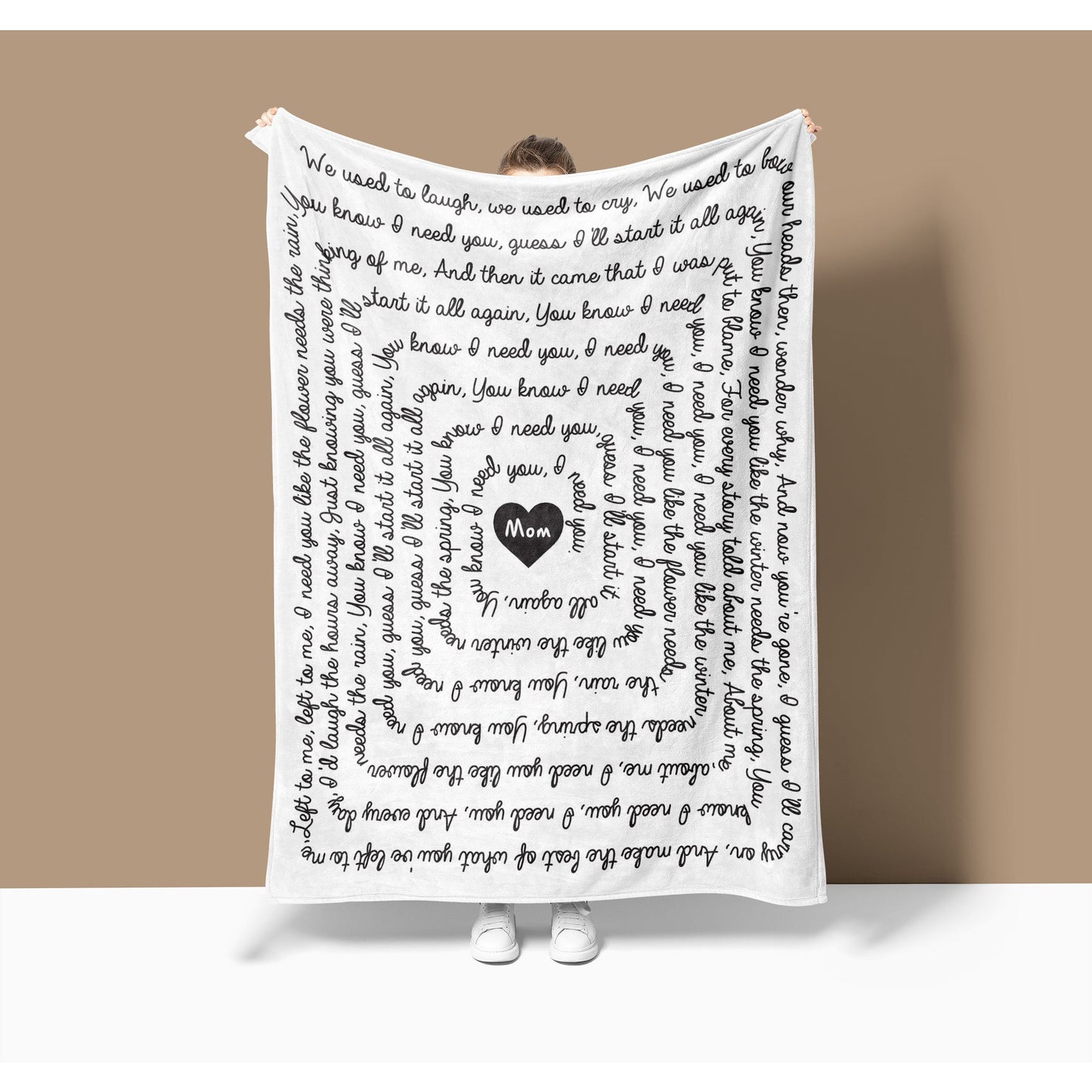 Personalized White Song Lyric Velveteen Blanket