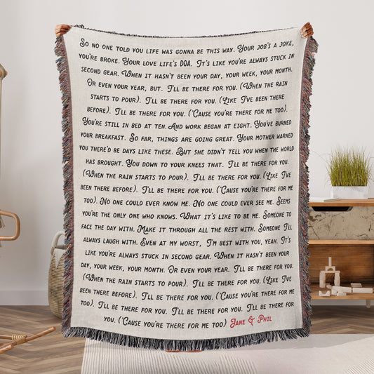 a blanket with a poem written on it