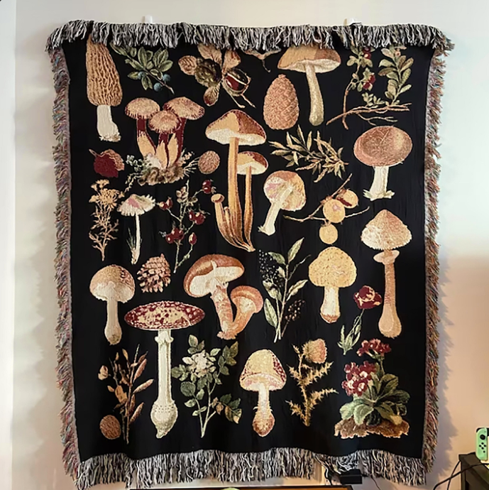 Black Woven Mushroom Throw