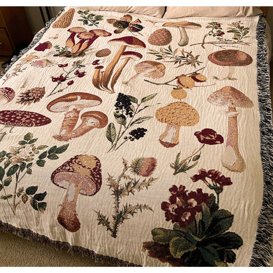 Woven Mushroom Throw Blanket