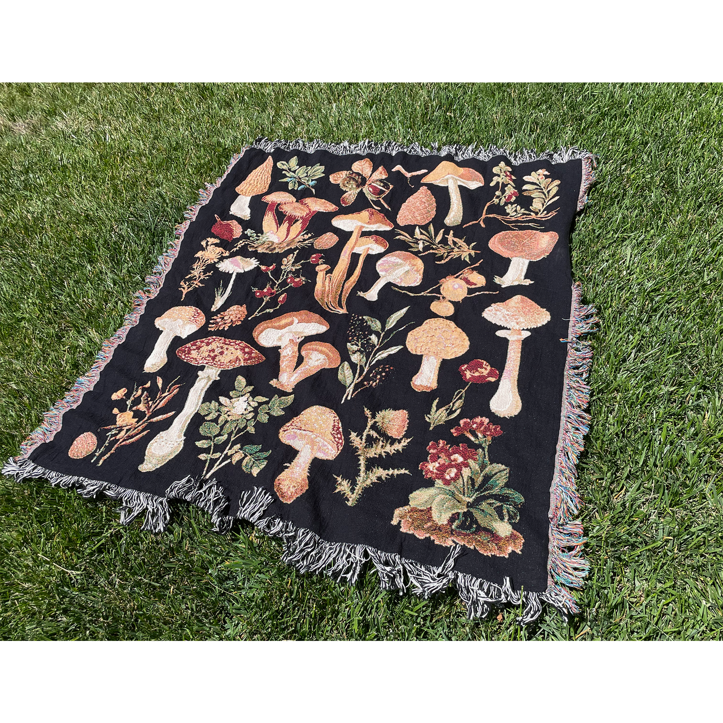 Black Woven Mushroom Throw