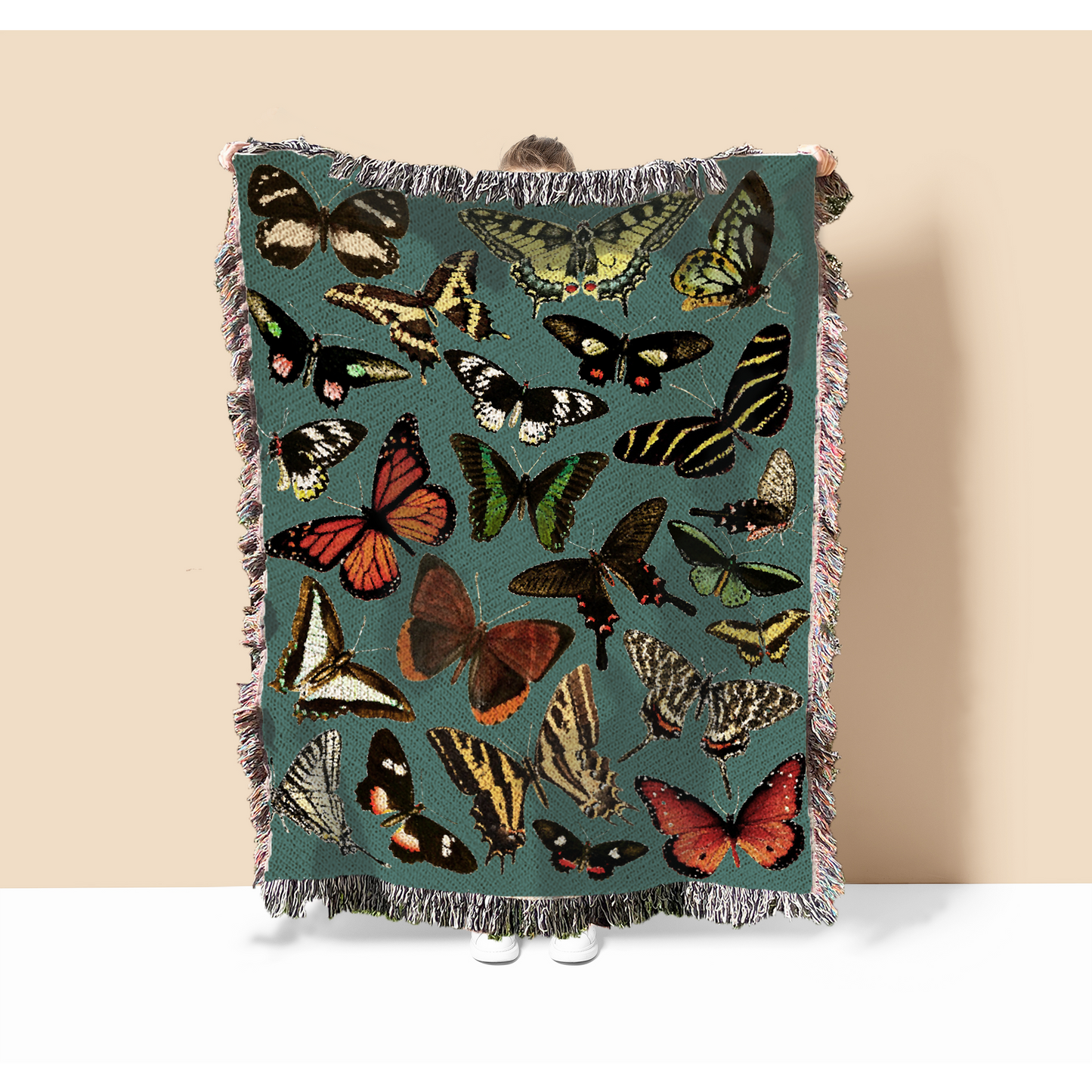 Vintage Butterfly Woven Blanket