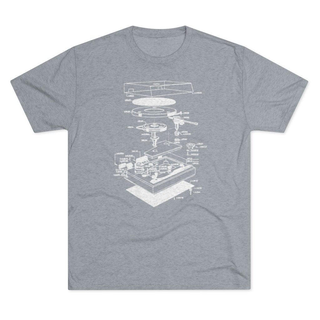 Record player blue print tshirt