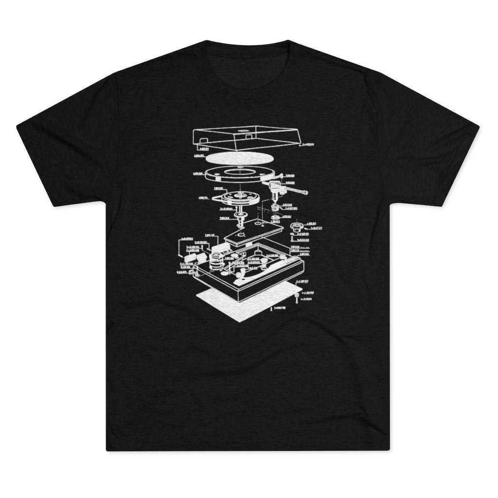 Record player blue print tshirt