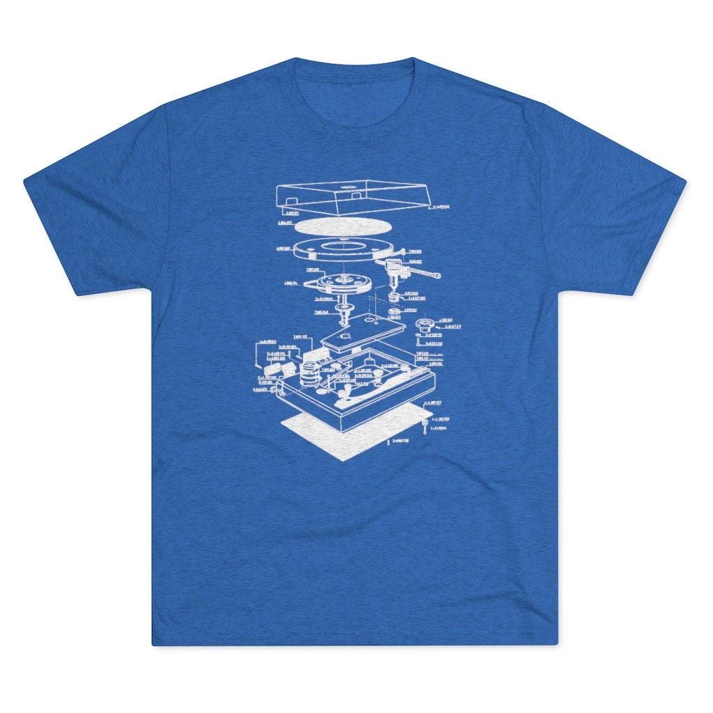 Record player blue print tshirt