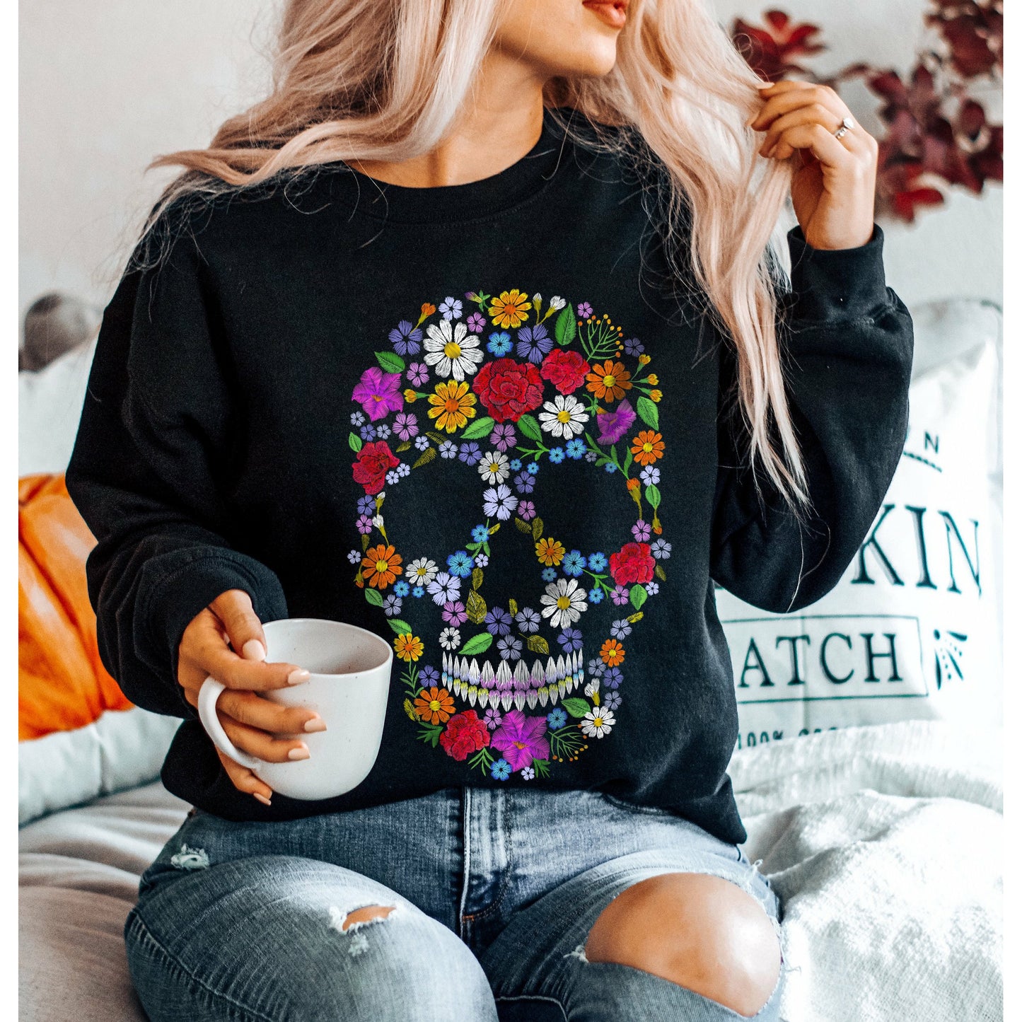 Floral Sugar Skull Sweatshirt