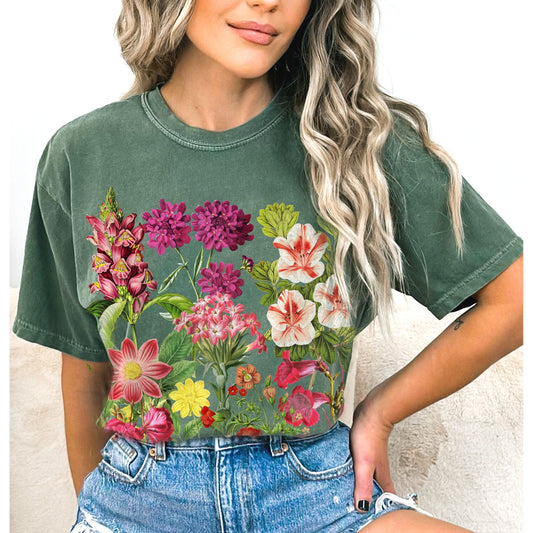 Vintage Pink Flowers Comfort Colors Cottagecore Shirt